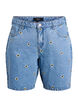 Denim-Shorts mit aufgestickten Blumen, Blau, Packshot image number 0