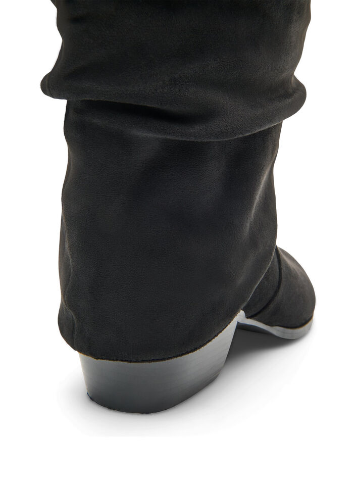 Langer Stiefel in Wildlederoptik mit abnehmbarem Schaft, Schwarz, Packshot image number 3