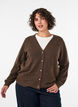 Strickjacke mit Zierkn&ouml;pfen und V-Ausschnitt, Braun, Model image number 0