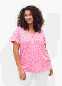 Baumwoll-T-Shirt mit Print, Rosebloom AOP, Model
