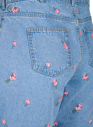 Denim-Shorts mit aufgestickten Blumen, Light Blue AOP, Packshot image number 3