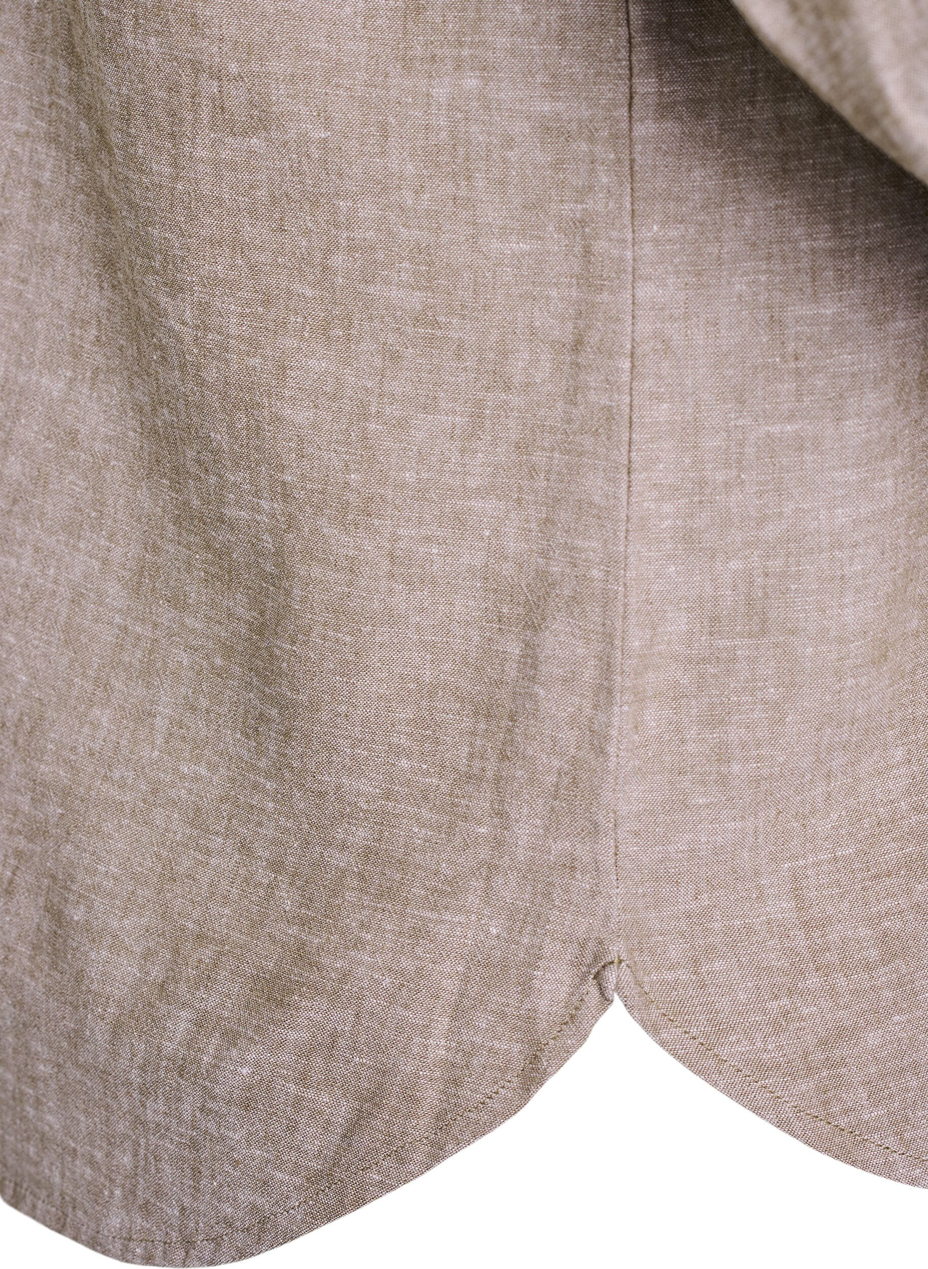 ZizziBluse aus Leinen und Viskose mit 3/4-&Auml;rmeln, Braun, Packshot image number 3