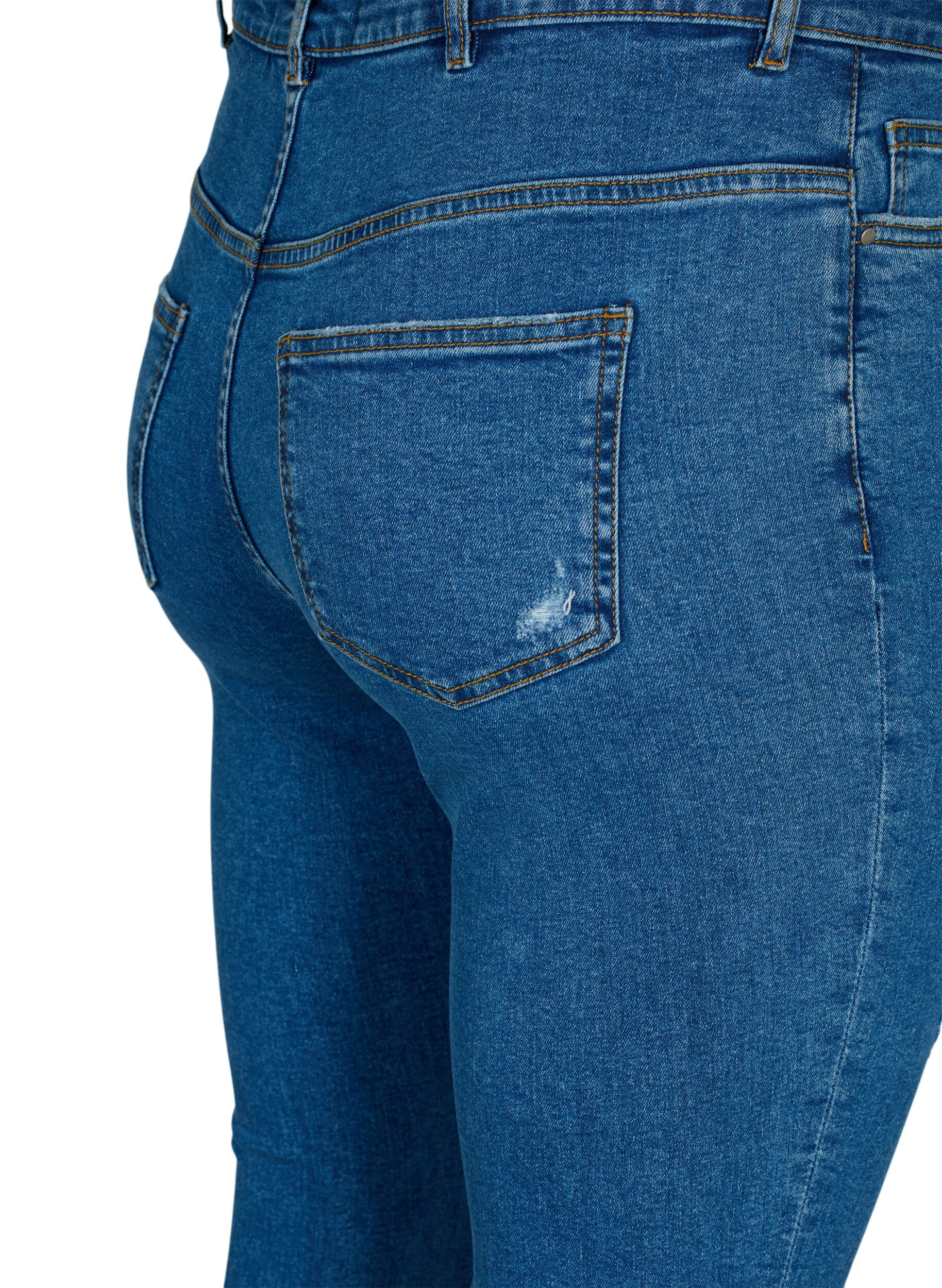Zizzi Eng anliegende Jeans mit Schlitzen, Blue denim, Packshot image number 3
