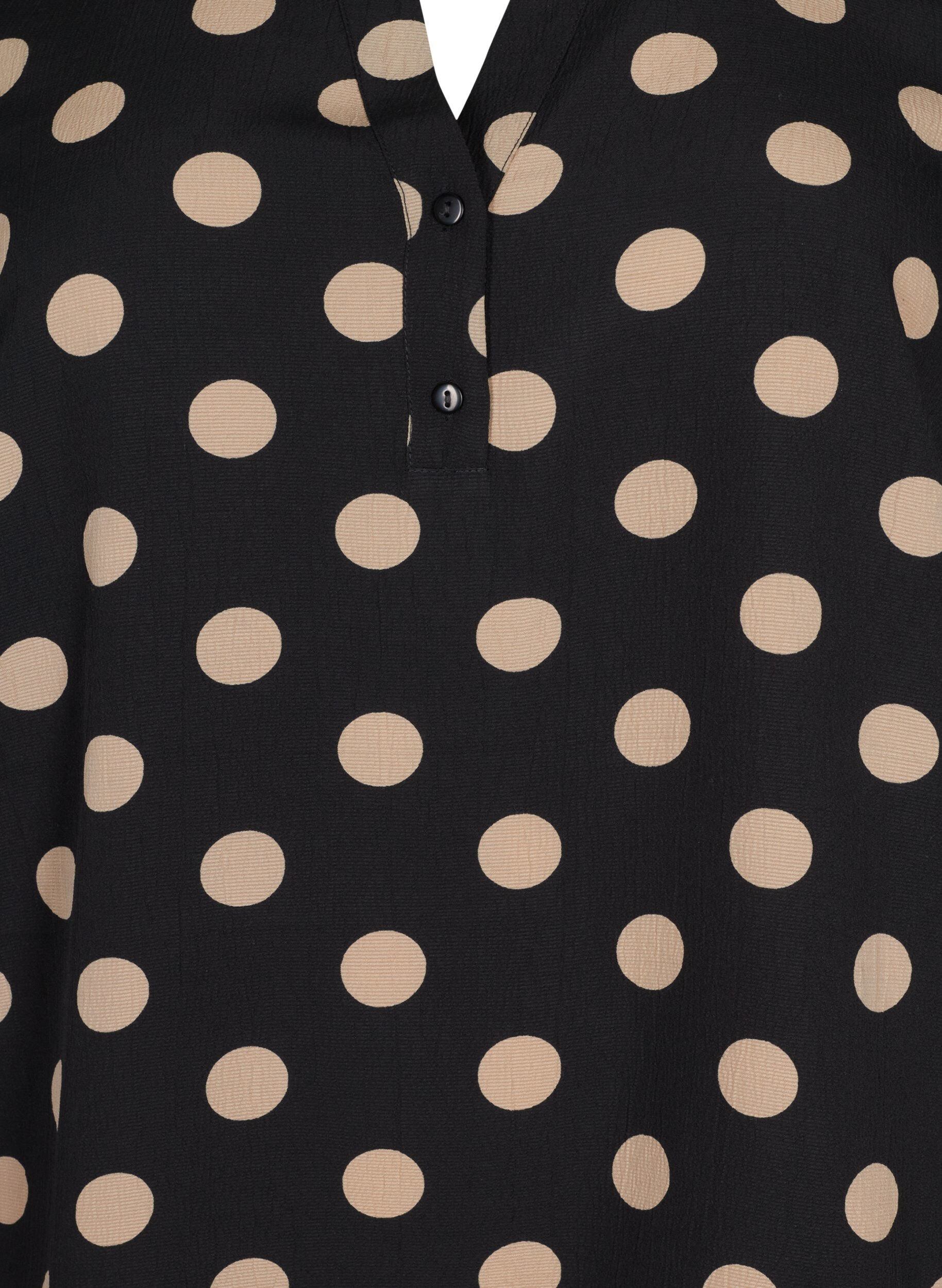 Zizzi FLASH &ndash; Lang&auml;rmlige Bluse mit Druck, Black Brown Dot, Packshot image number 2