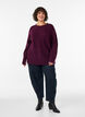 Strickbluse mit V-f&ouml;rmigem Rippenmuster und Schlitzen, Rot, Model image number 1