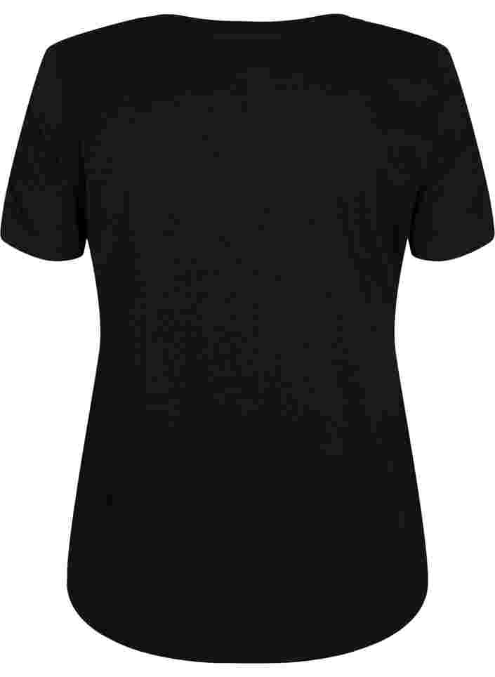 Kurzärmeliges T-Shirt aus Baumwolle mit Druck, Black W. Love , Packshot image number 1