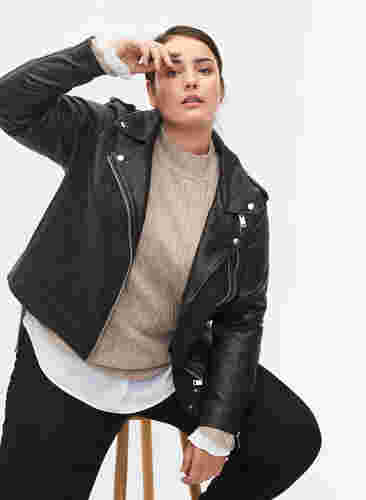 	 Lederjacke mit Reißverschluss, Black, Model image number 1