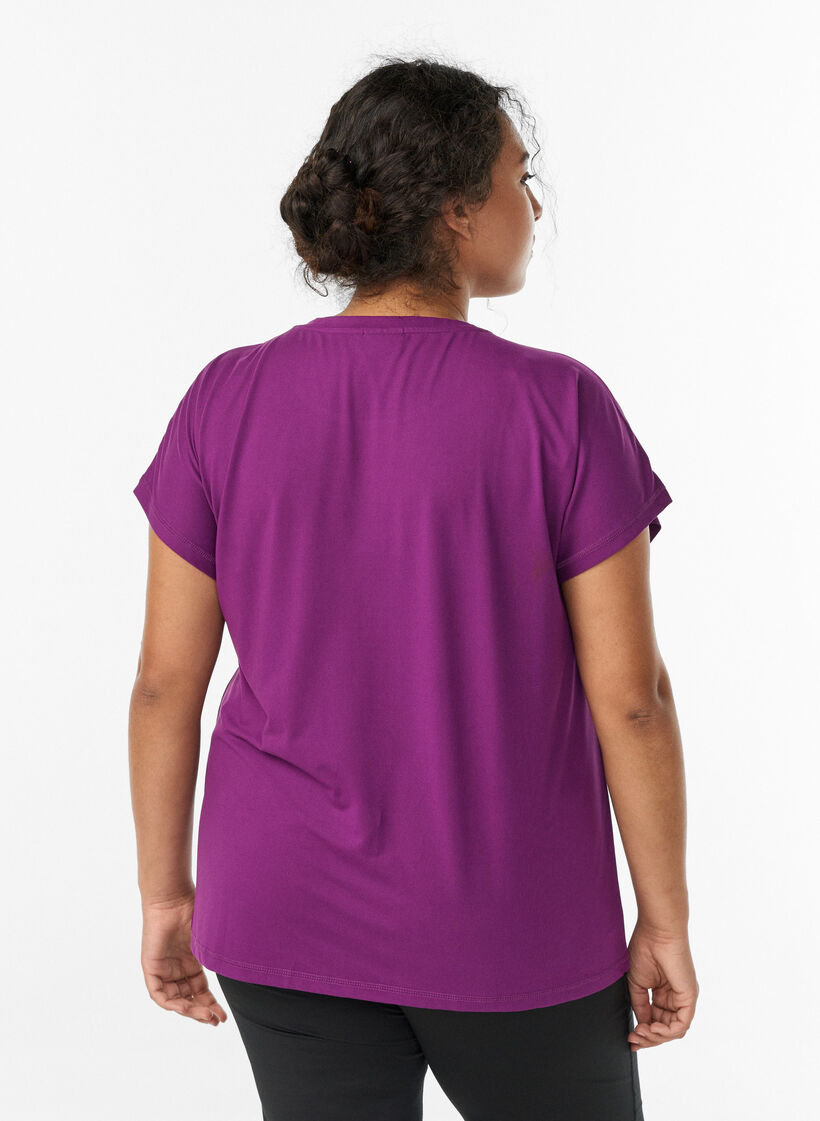 Einfarbiges Trainings-T-Shirt, Lila, Model image number 2