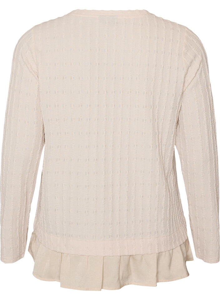 Strukturierte Bluse mit R&uuml;schensaum, Vanille, Packshot image number 1