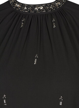 Langarm Kleid mit Perlen und Smock, Black, Packshot image number 2