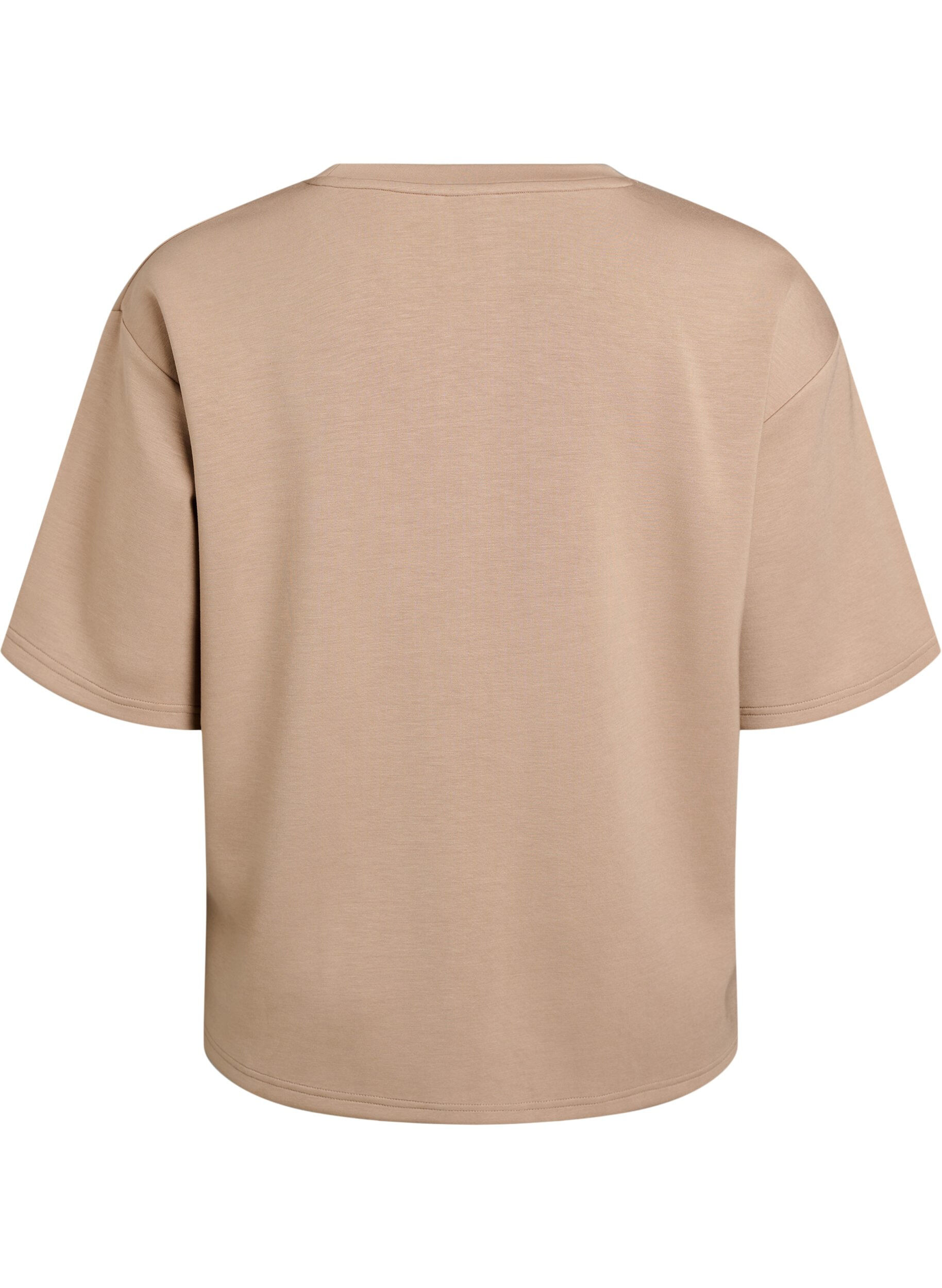 Zizzi Lockeres T-Shirt mit Halbarm, Beige, Packshot image number 1