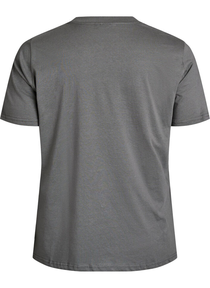 Basic T-Shirt aus Baumwolle mit Rundhalsausschnitt, Grau, Packshot image number 1