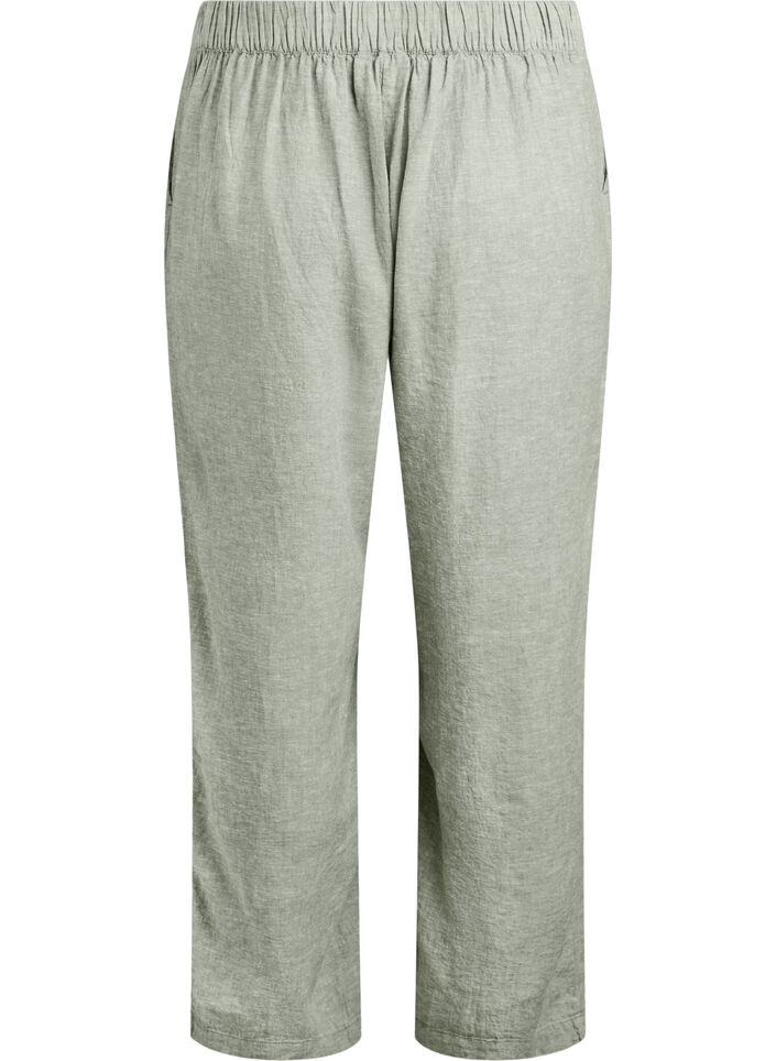 Lockere Hose aus Leinen und Viskose, Oil Green, Packshot image number 1