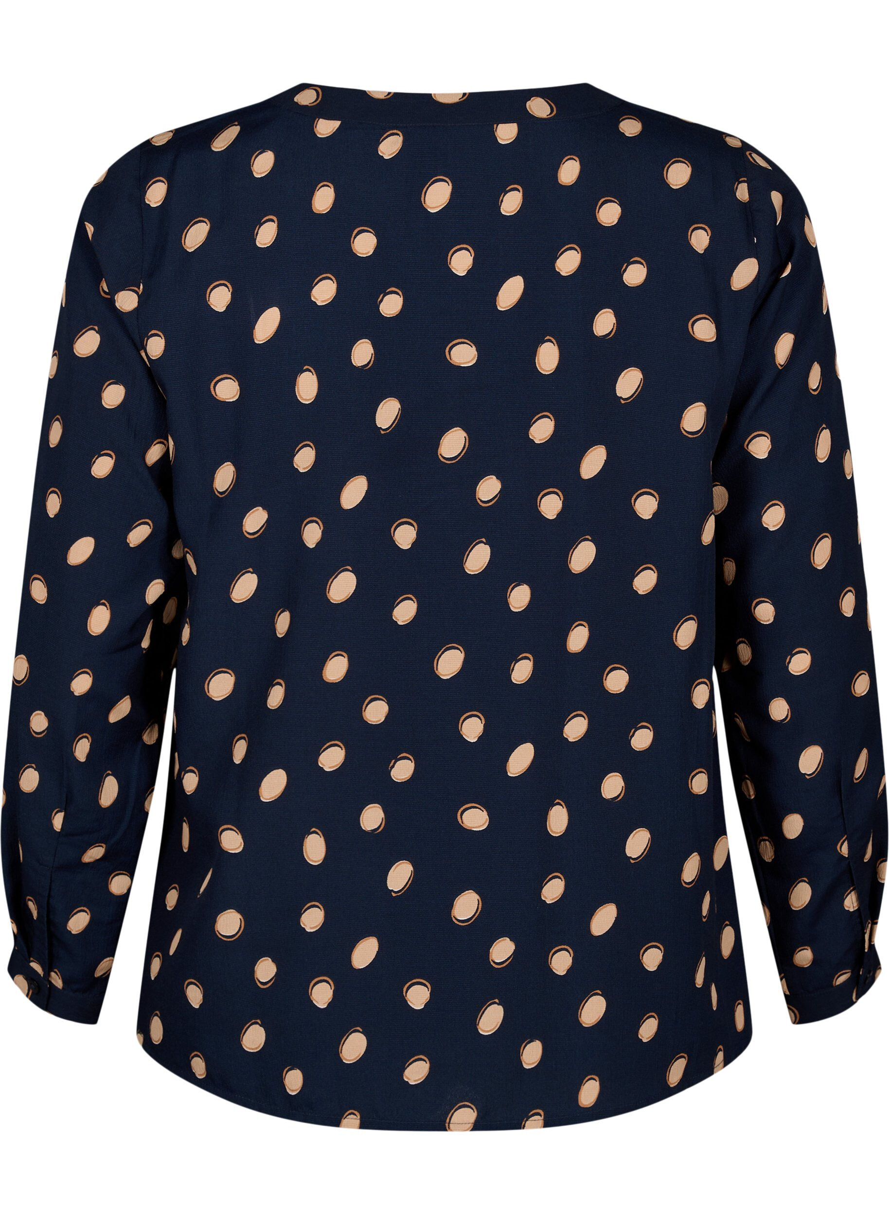 Zizzi FLASH &ndash; Lang&auml;rmlige Bluse mit Druck, Blue Double Dot, Packshot image number 1