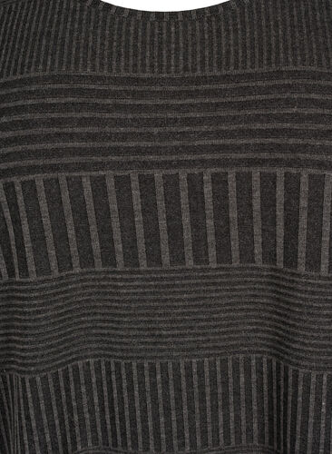 Bluse mit 3/4-Ärmeln und Streifenmuster, Dark Grey Melange, Packshot image number 2