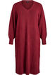 Lang&auml;rmeliges Strickkleid mit V-Ausschnitt, Rot, Packshot image number 0