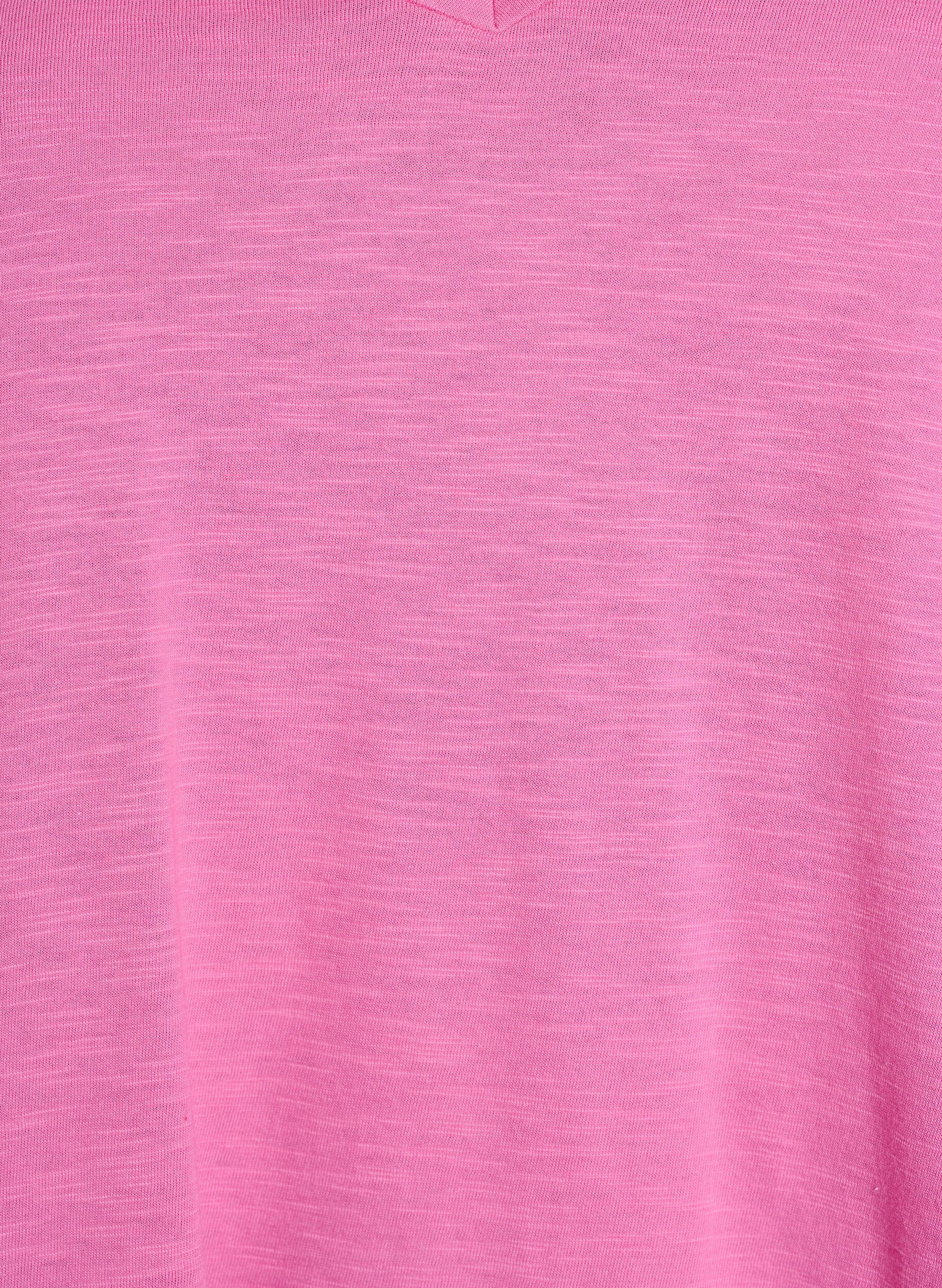 Zizzi Kurz&auml;rmeliges Basic T-Shirt mit V-Ausschnitt, Pink, Packshot image number 2