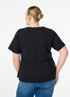 Kurzärmelige Bluse mit formgebenden Abnähern, Schwarz, Model image number 2