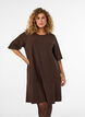 Kurzes A-Linien-Kleid mit Glitzerstreifen, Braun, Model image number 0