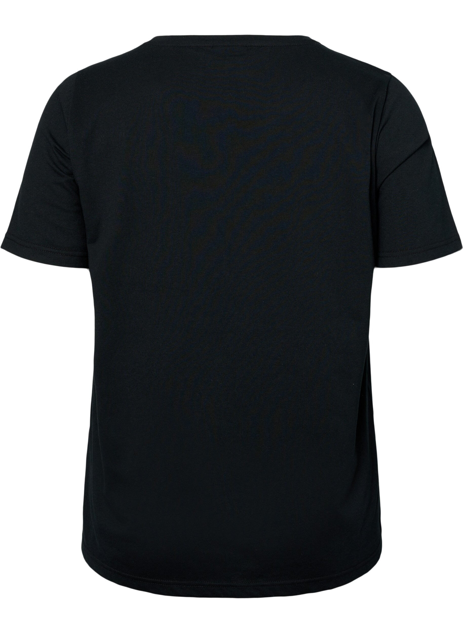 Zizzi FLASH - 2er-Pack T-Shirt mit Motiv, Black/Port Royale , Packshot image number 2