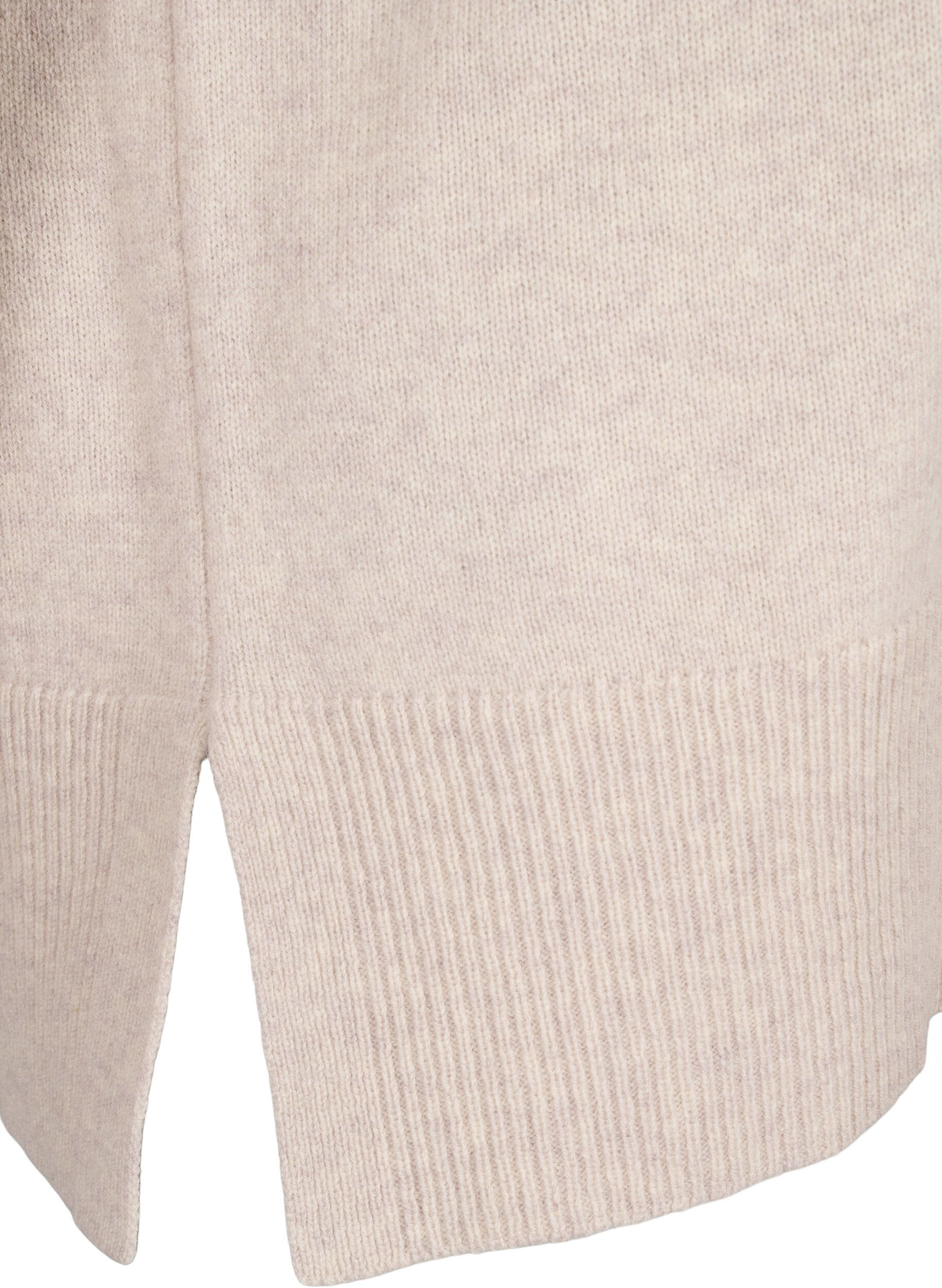 Zizzi Rollkragenpullover aus Merinowolle, Pumice Stone Mel., Packshot image number 3