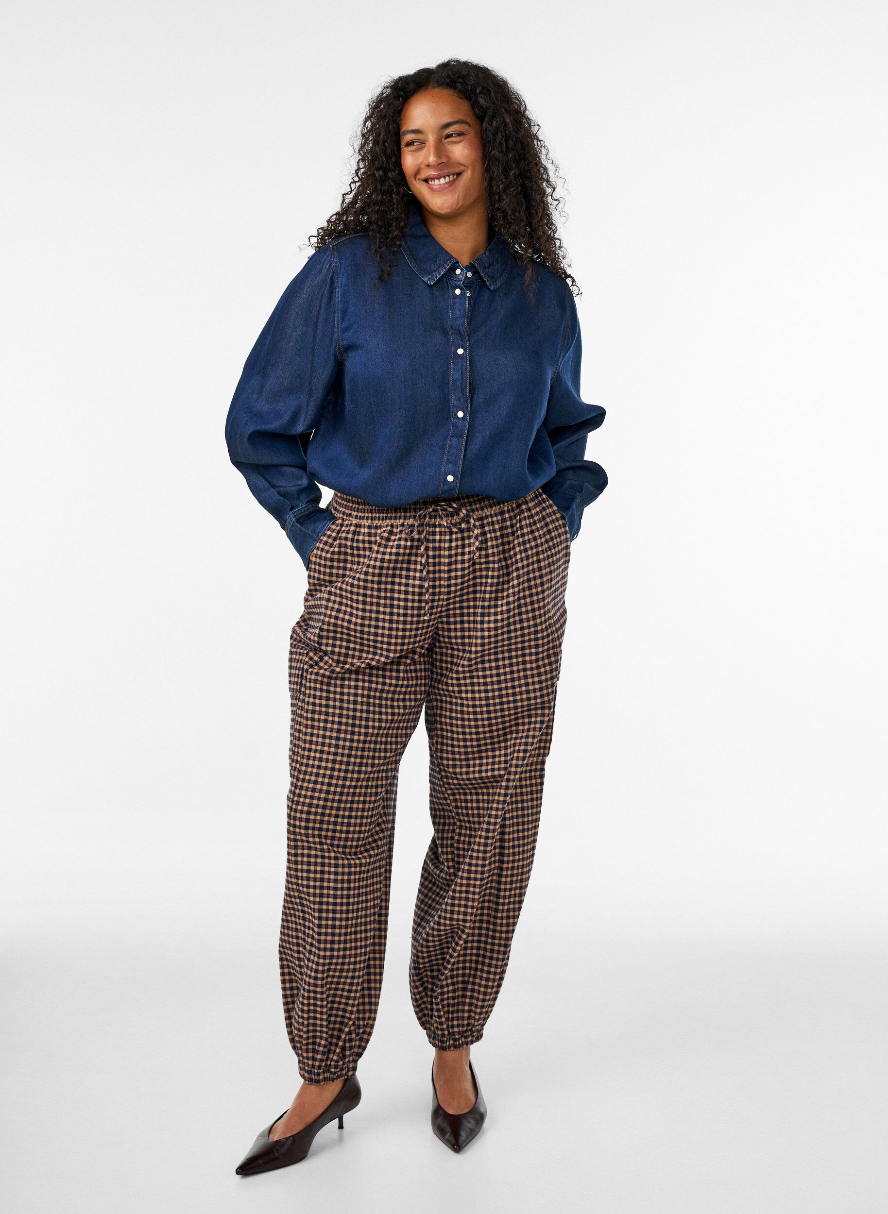 ZizziJeanshemd aus Lyocell mit Druckkn&ouml;pfen, Blau, Model image number 1