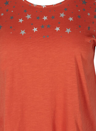 Kurzarm T-Shirt aus Baumwolle mit Sternen, Burnt Brick STARS, Packshot image number 2
