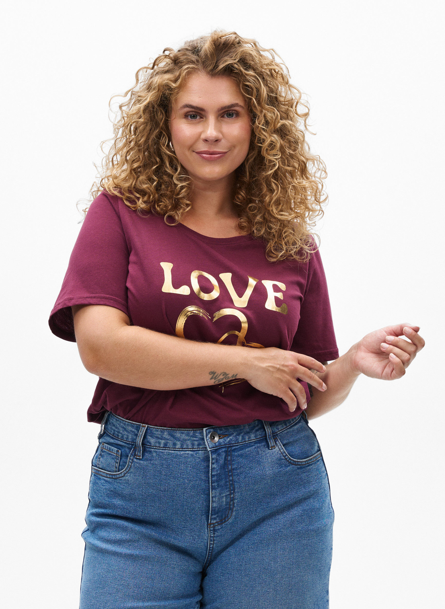 Zizzi FLASH - T-Shirt mit Print, Rot, Model image number 0