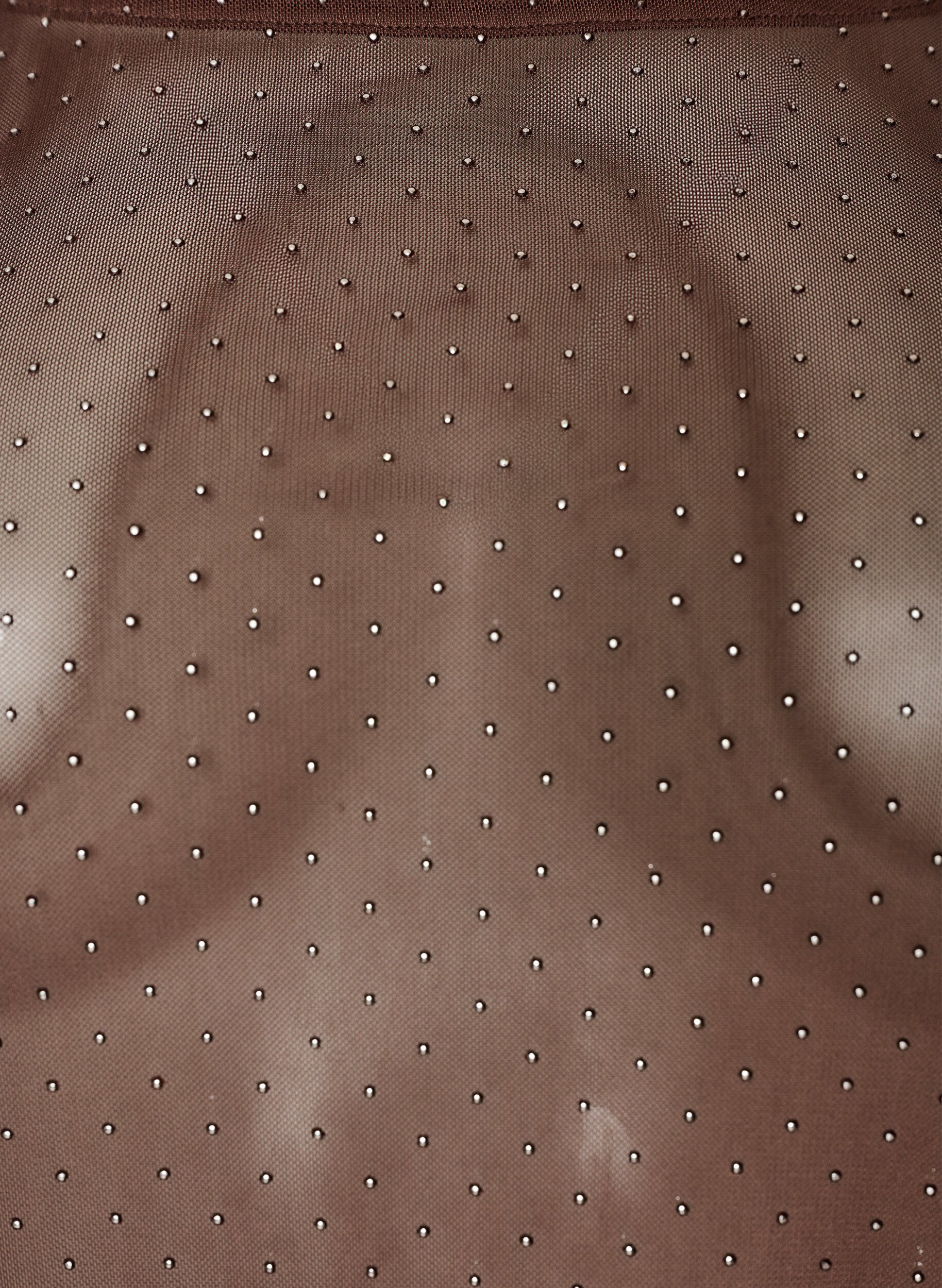 ZizziTransparente Bluse aus Mesh mit Strasssteinen, Braun, Packshot image number 2