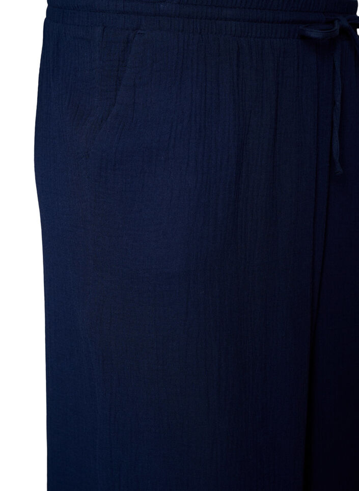 Culotte-Hose aus Baumwollmusselin mit hohem Bund, Blau, Packshot image number 2