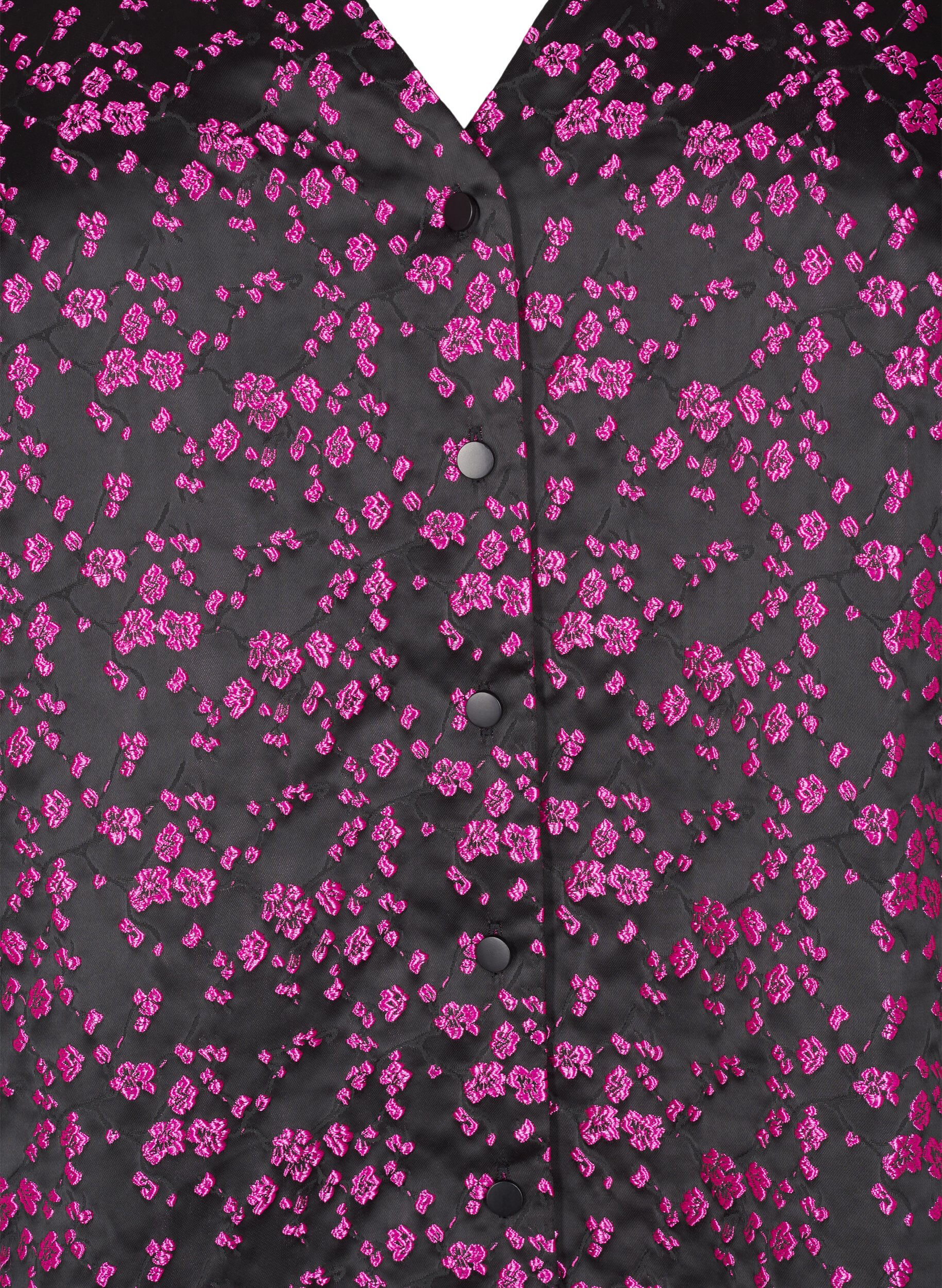 Zizzi Bluse mit kurzen &Auml;rmeln und aufgesticktem Muster, Schwarz, Packshot image number 2