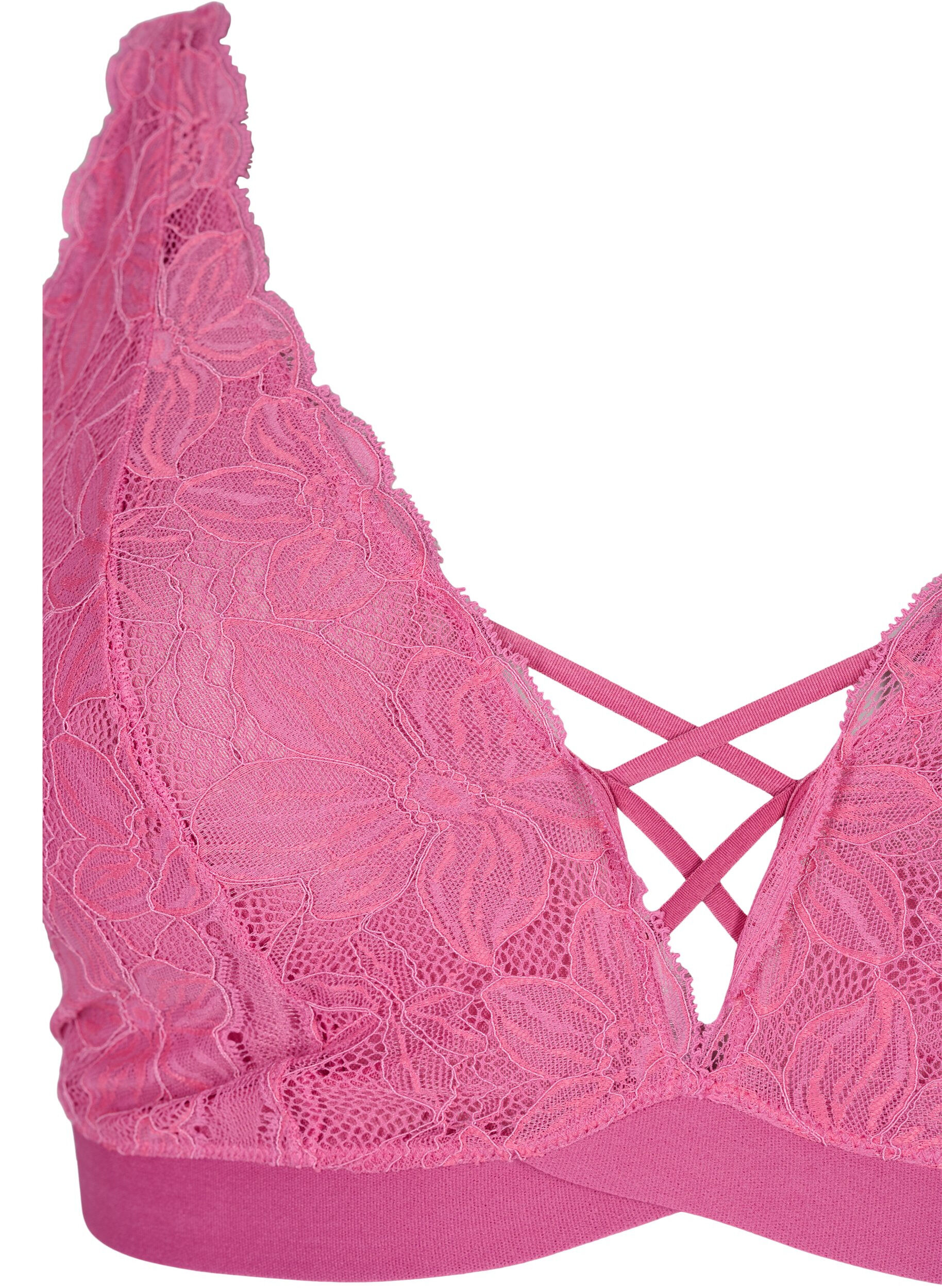 Zizzi Support the breasts - Spitzen-BH mit String-Details, Rose, Packshot image number 2