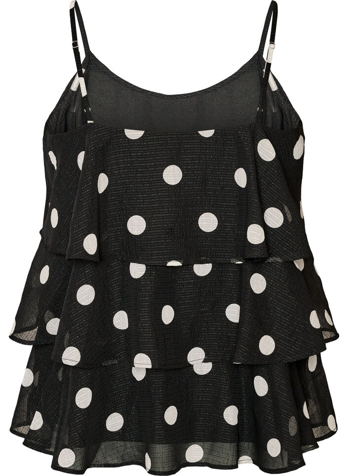 Lagen-Top mit R&uuml;schen und Spaghettitr&auml;gern, Schwarz, Packshot image number 1