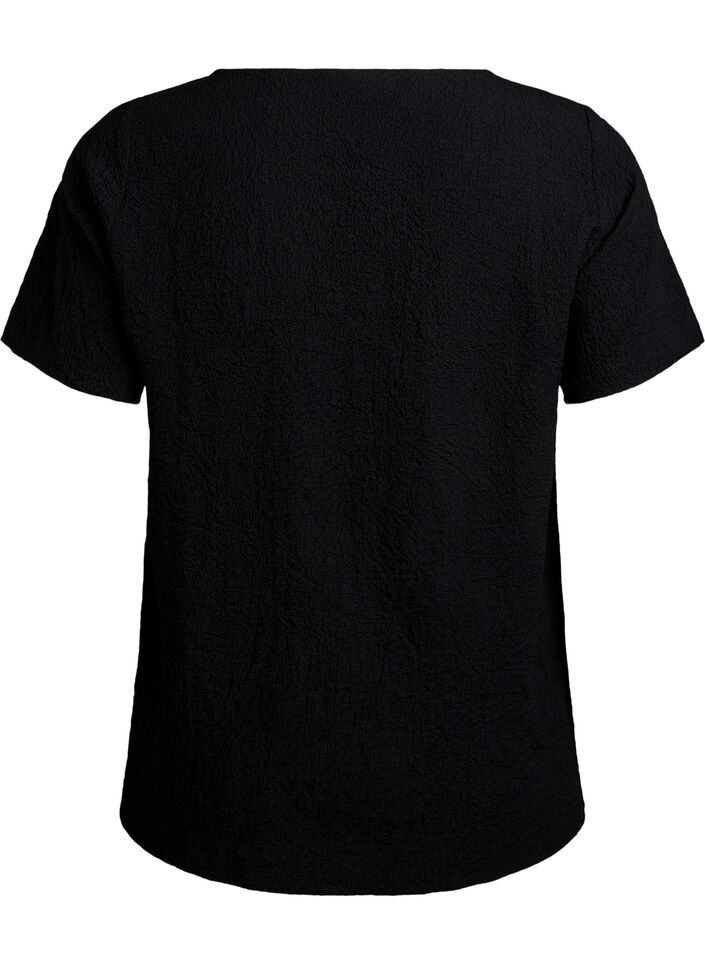 FLASH - Bluse mit Struktur und kurzen Ärmeln, Schwarz, Packshot image number 1