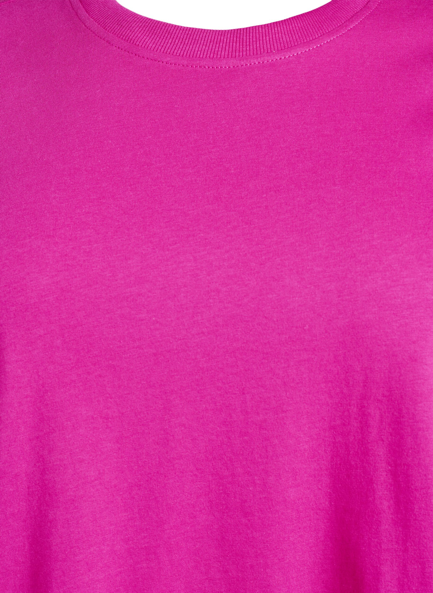 Zizzi Basic-T-Shirt aus Baumwolle mit Rundhalsausschnitt, Pink, Packshot image number 2