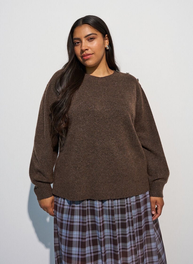Strickbluse mit Knopfleiste, 0890, Model image number 0