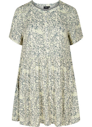 Kurzarm-Kleid aus Viskose mit A-Linie, Balsam Green AOP, Packshot image number 0