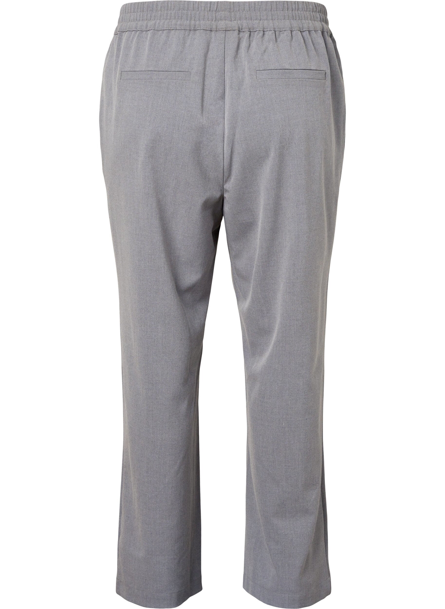 Zizzi Graue melierte Hose mit elastischem Bund, Medium Grey Melange, Packshot image number 1