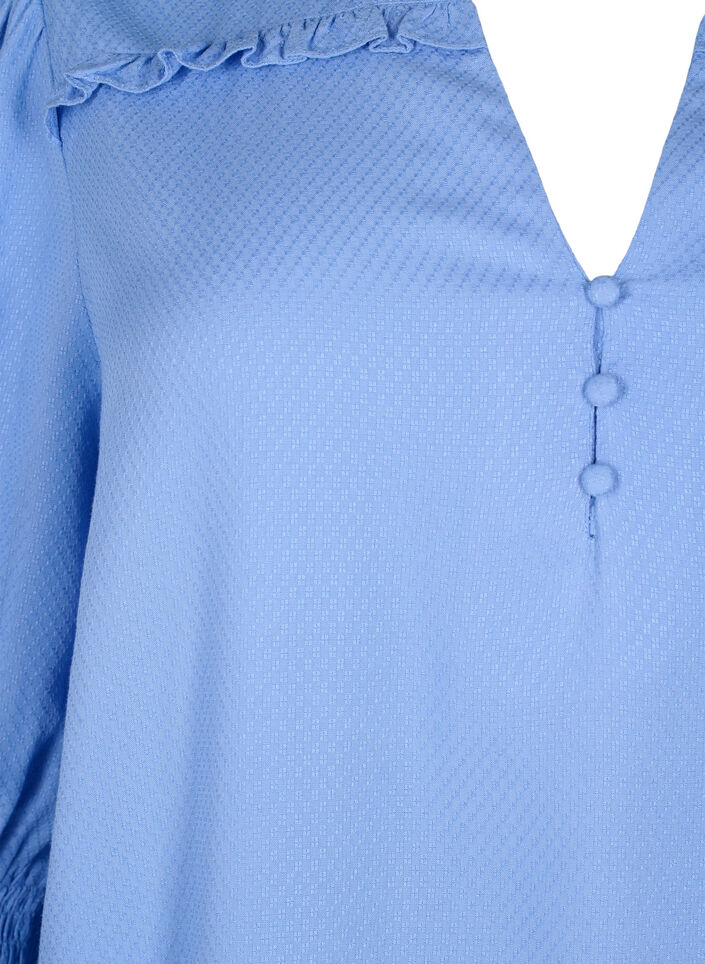  Viskosebluse mit Smok- und Rüschendetail, Cornflower Blue, Packshot image number 2