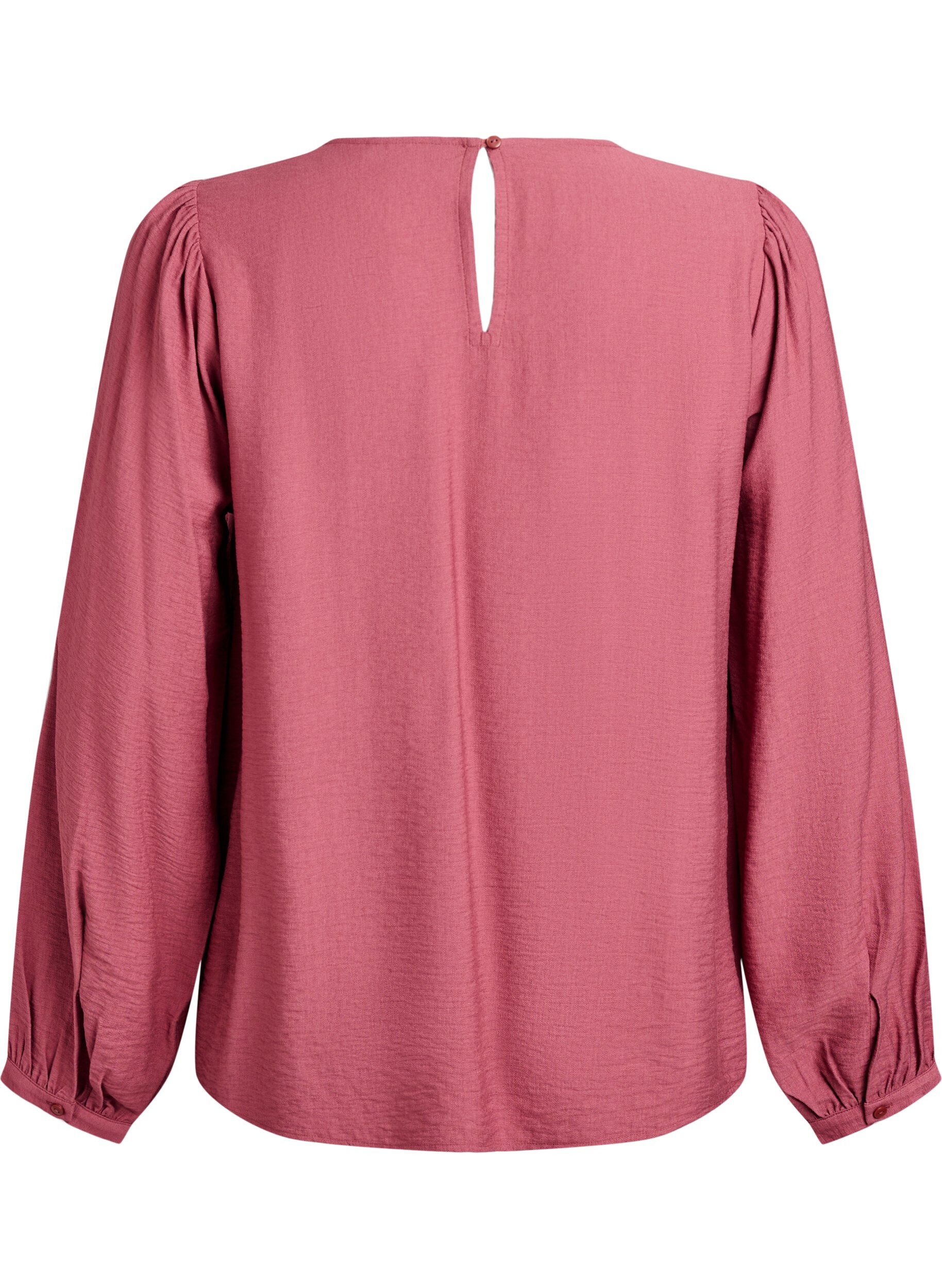 Zizzi Lang&auml;rmelige Viskosebluse, Rot, Packshot image number 1
