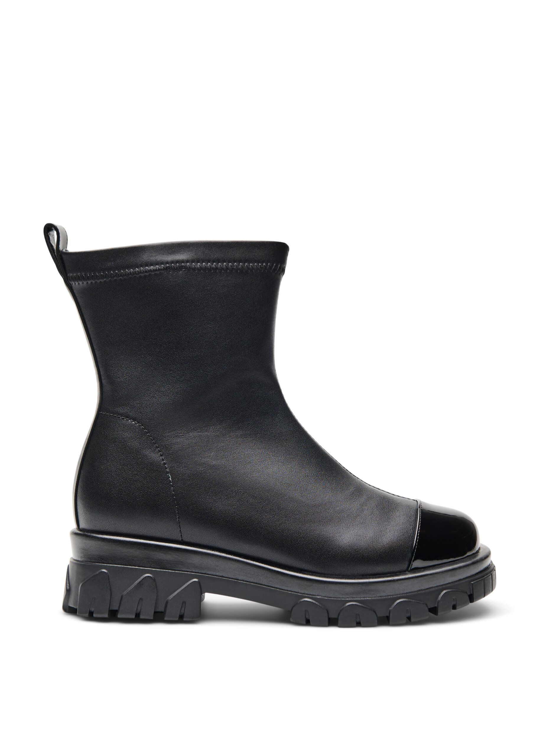 Zizzi Extra-Weite - Kn&ouml;chenstiefel mit Lackdetails, Schwarz, Packshot image number 0