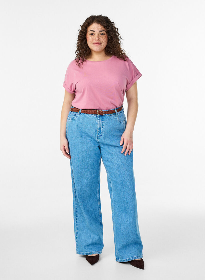 Kurz&auml;rmeliges T-Shirt aus einer Baumwollmischung, Rot, Model image number 1