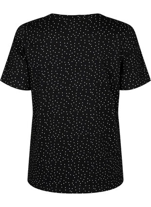 T-Shirt aus Bio-Baumwolle mit Punktmuster	, Black w. White Dot, Packshot image number 1