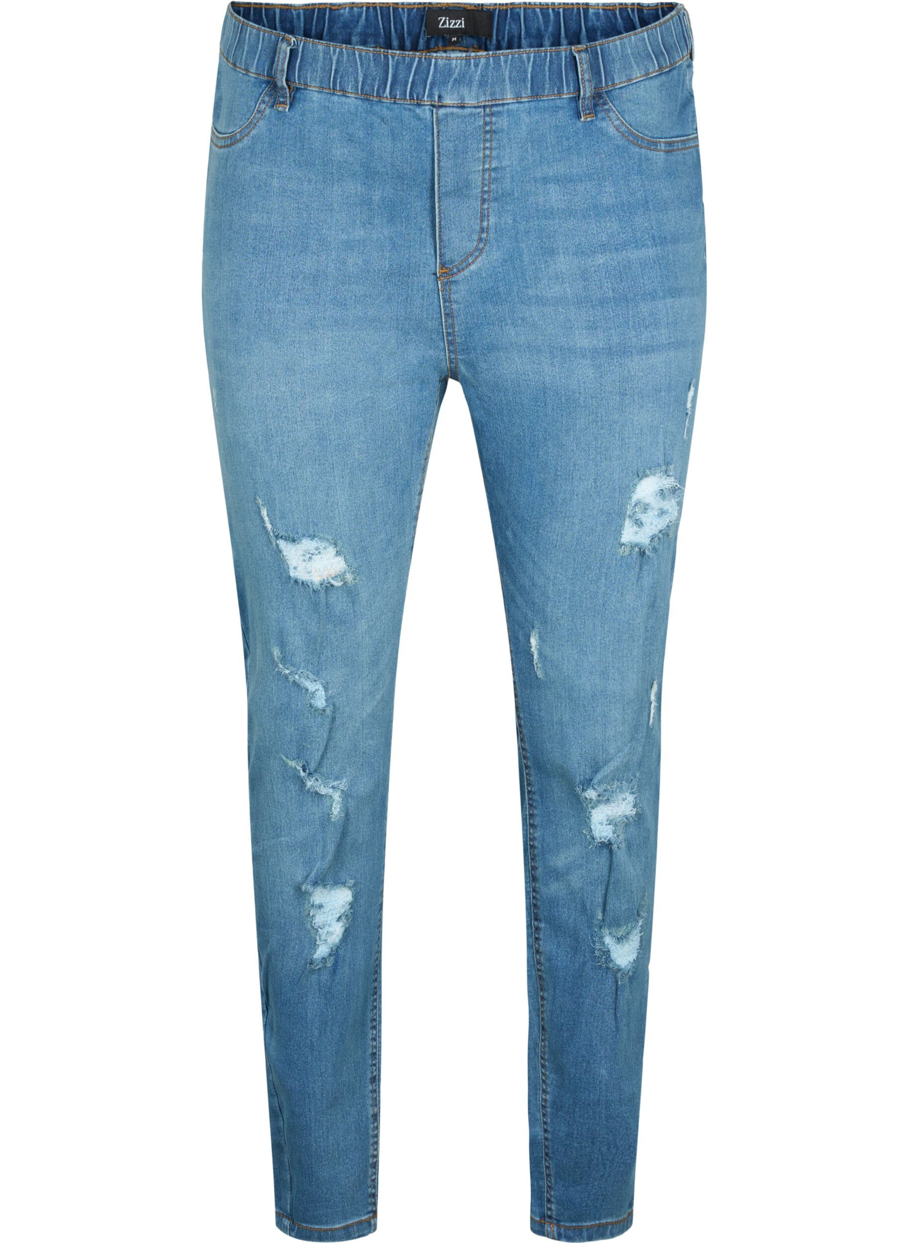 Zizzi Jeggings mit Rissen, Blue denim, Packshot image number 0