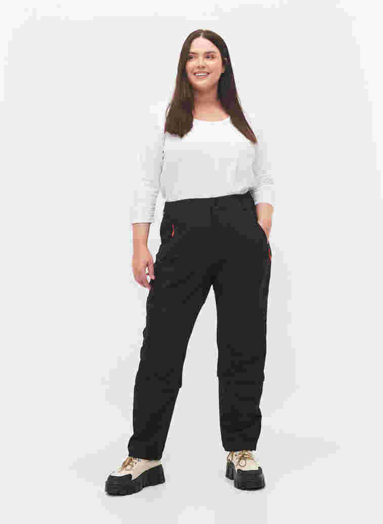 Hiking trousers with removable legs, Black, Model image number 0