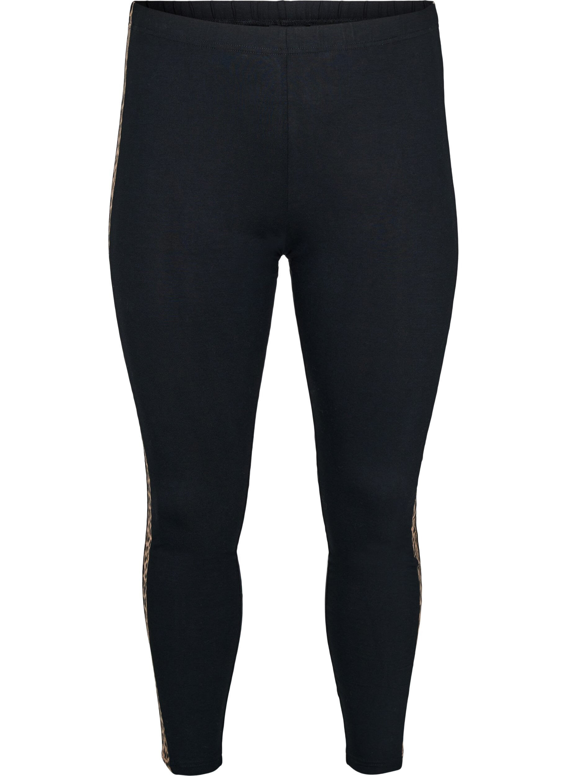 Zizzi Leggings aus Viskose mit Leopardenstreifen, Black W. Leo, Packshot image number 0