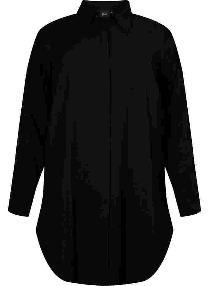 Langes Hemd aus Viskosemischung, Black, Packshot image number 0