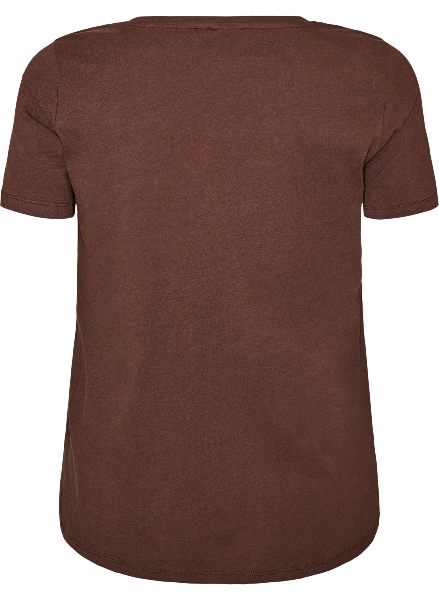 ZizziEinfarbiges basic T-Shirt aus Baumwolle, Braun, Packshot image number 1