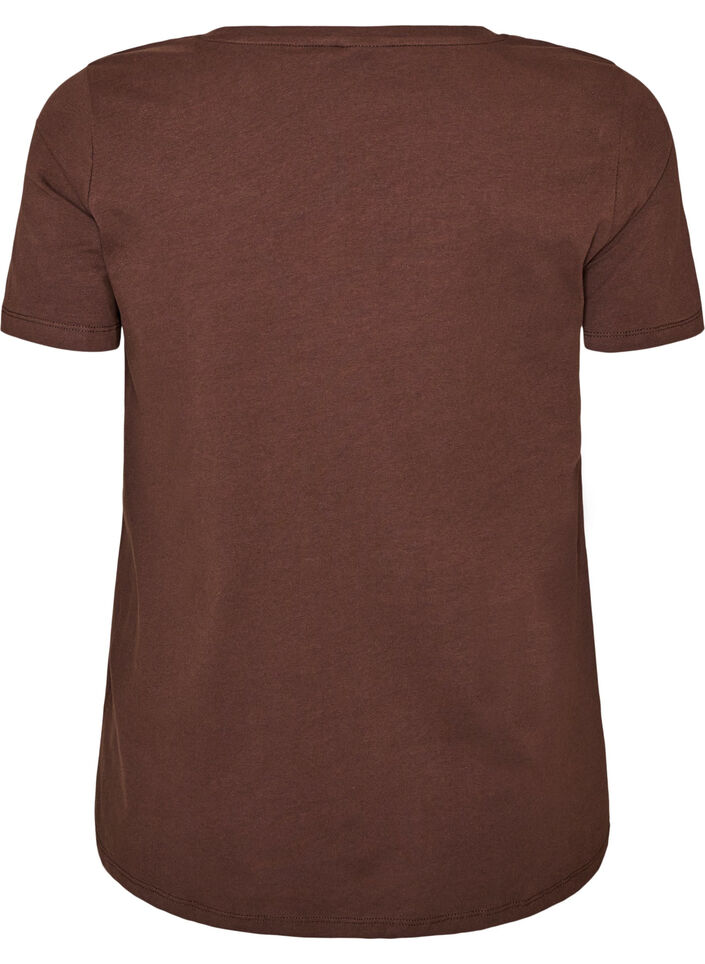 Einfarbiges basic T-Shirt aus Baumwolle, Braun, Packshot image number 1