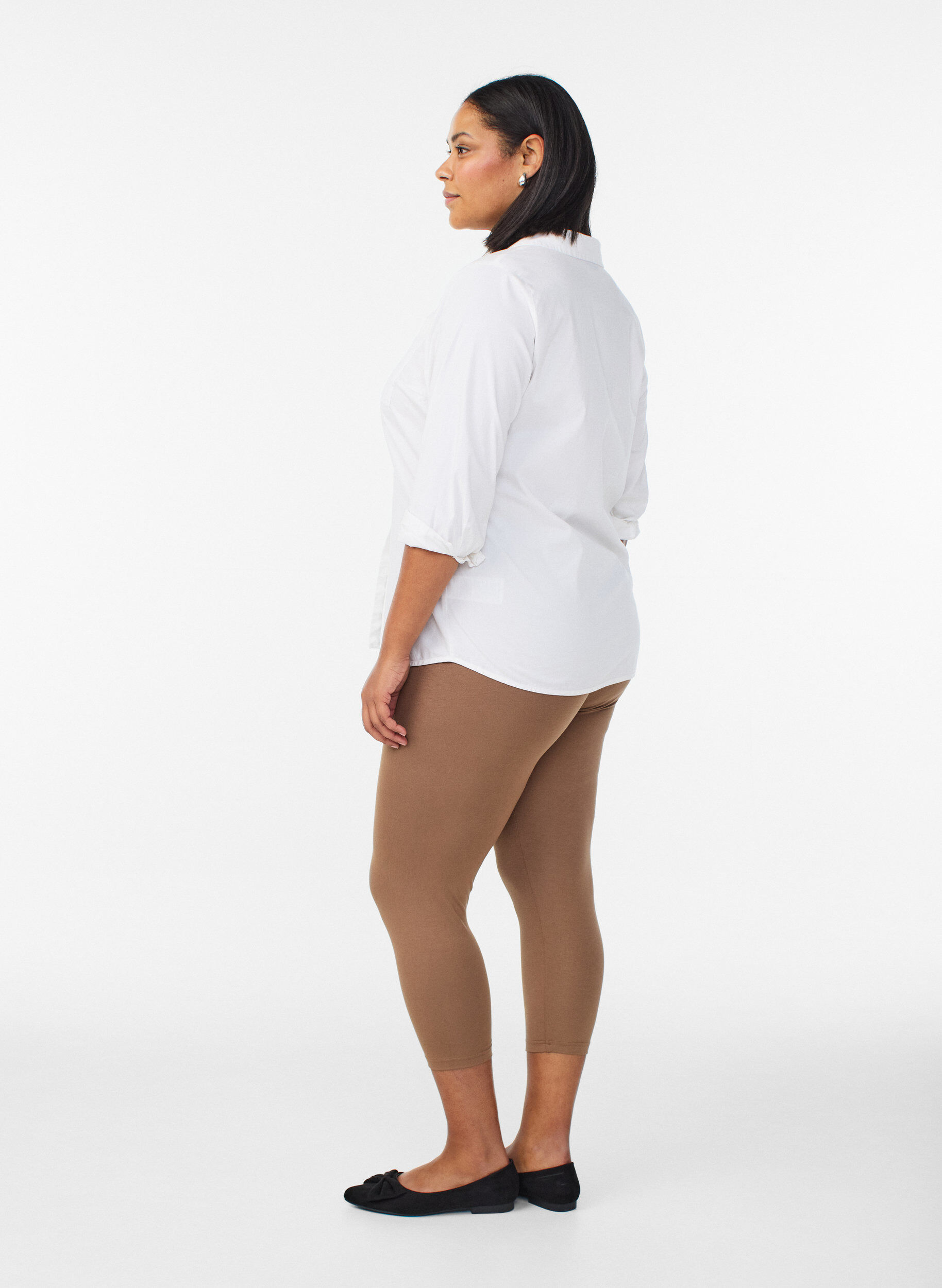 Zizzi Basic 3/4-Leggings aus Viskose, Braun, Model image number 2